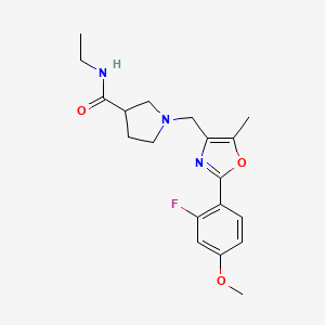 molecular formula C19H24FN3O3 B5306234 N-ethyl-1-{[2-(2-fluoro-4-methoxyphenyl)-5-methyl-1,3-oxazol-4-yl]methyl}pyrrolidine-3-carboxamide 