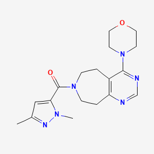 molecular formula C18H24N6O2 B5306242 7-[(1,3-dimethyl-1H-pyrazol-5-yl)carbonyl]-4-morpholin-4-yl-6,7,8,9-tetrahydro-5H-pyrimido[4,5-d]azepine 