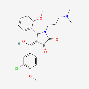 molecular formula C24H27ClN2O5 B5306298 4-(3-chloro-4-methoxybenzoyl)-1-[3-(dimethylamino)propyl]-3-hydroxy-5-(2-methoxyphenyl)-1,5-dihydro-2H-pyrrol-2-one 