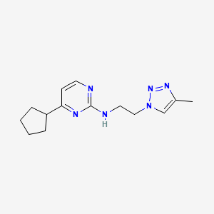 4-cyclopentyl-N-[2-(4-methyl-1H-1,2,3-triazol-1-yl)ethyl]pyrimidin-2-amine