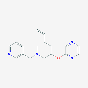 molecular formula C17H22N4O B5306440 N-methyl-1-[(2R,5S)-5-(pyrazin-2-ylmethyl)tetrahydrofuran-2-yl]-N-(pyridin-3-ylmethyl)methanamine 