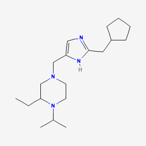 molecular formula C19H34N4 B5306462 4-{[2-(cyclopentylmethyl)-1H-imidazol-4-yl]methyl}-2-ethyl-1-isopropylpiperazine 