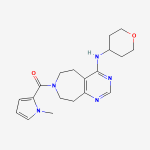 molecular formula C19H25N5O2 B5306479 7-[(1-methyl-1H-pyrrol-2-yl)carbonyl]-N-(tetrahydro-2H-pyran-4-yl)-6,7,8,9-tetrahydro-5H-pyrimido[4,5-d]azepin-4-amine 