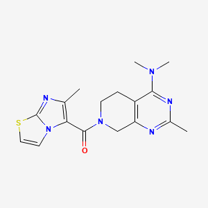 molecular formula C17H20N6OS B5306568 N,N,2-trimethyl-7-[(6-methylimidazo[2,1-b][1,3]thiazol-5-yl)carbonyl]-5,6,7,8-tetrahydropyrido[3,4-d]pyrimidin-4-amine 