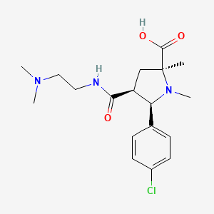 molecular formula C18H26ClN3O3 B5306638 (2S*,4S*,5R*)-5-(4-chlorophenyl)-4-({[2-(dimethylamino)ethyl]amino}carbonyl)-1,2-dimethylpyrrolidine-2-carboxylic acid 