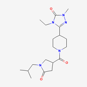 molecular formula C19H31N5O3 B5306648 4-ethyl-5-{1-[(1-isobutyl-5-oxopyrrolidin-3-yl)carbonyl]piperidin-4-yl}-2-methyl-2,4-dihydro-3H-1,2,4-triazol-3-one 