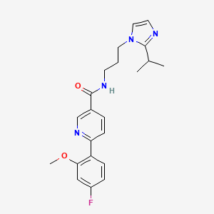 molecular formula C22H25FN4O2 B5306761 6-(4-fluoro-2-methoxyphenyl)-N-[3-(2-isopropyl-1H-imidazol-1-yl)propyl]nicotinamide 