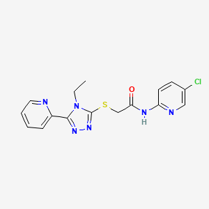 molecular formula C16H15ClN6OS B5306891 N-(5-chloro-2-pyridinyl)-2-{[4-ethyl-5-(2-pyridinyl)-4H-1,2,4-triazol-3-yl]thio}acetamide 