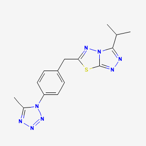 molecular formula C15H16N8S B5306932 3-isopropyl-6-[4-(5-methyl-1H-tetrazol-1-yl)benzyl][1,2,4]triazolo[3,4-b][1,3,4]thiadiazole 