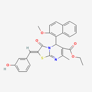 ethyl 2-(3-hydroxybenzylidene)-5-(2-methoxy-1-naphthyl)-7-methyl-3-oxo-2,3-dihydro-5H-[1,3]thiazolo[3,2-a]pyrimidine-6-carboxylate