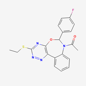 molecular formula C20H17FN4O2S B5306986 7-acetyl-3-(ethylthio)-6-(4-fluorophenyl)-6,7-dihydro[1,2,4]triazino[5,6-d][3,1]benzoxazepine 