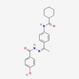 N-{4-[N-(4-hydroxybenzoyl)ethanehydrazonoyl]phenyl}cyclohexanecarboxamide