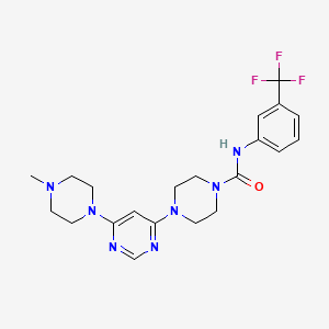 molecular formula C21H26F3N7O B5307112 4-[6-(4-methyl-1-piperazinyl)-4-pyrimidinyl]-N-[3-(trifluoromethyl)phenyl]-1-piperazinecarboxamide 