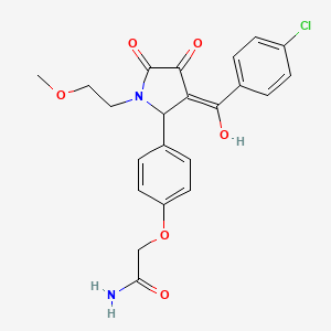 molecular formula C22H21ClN2O6 B5307139 2-{4-[3-(4-chlorobenzoyl)-4-hydroxy-1-(2-methoxyethyl)-5-oxo-2,5-dihydro-1H-pyrrol-2-yl]phenoxy}acetamide 