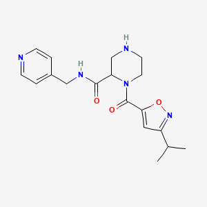 molecular formula C18H23N5O3 B5307145 1-[(3-isopropyl-5-isoxazolyl)carbonyl]-N-(4-pyridinylmethyl)-2-piperazinecarboxamide 