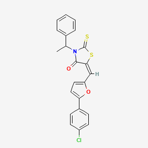 molecular formula C22H16ClNO2S2 B5307158 5-{[5-(4-chlorophenyl)-2-furyl]methylene}-3-(1-phenylethyl)-2-thioxo-1,3-thiazolidin-4-one 