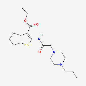 molecular formula C19H29N3O3S B5307177 ethyl 2-{[(4-propyl-1-piperazinyl)acetyl]amino}-5,6-dihydro-4H-cyclopenta[b]thiophene-3-carboxylate 