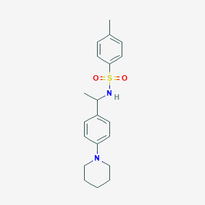 molecular formula C20H26N2O2S B5307225 4-methyl-N-{1-[4-(1-piperidinyl)phenyl]ethyl}benzenesulfonamide 