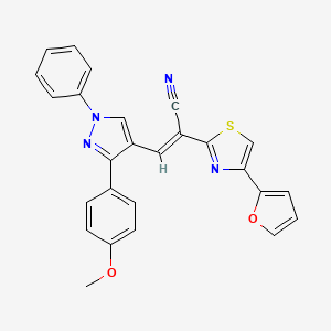 2-[4-(2-furyl)-1,3-thiazol-2-yl]-3-[3-(4-methoxyphenyl)-1-phenyl-1H-pyrazol-4-yl]acrylonitrile