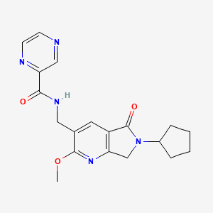 N-[(6-cyclopentyl-2-methoxy-5-oxo-6,7-dihydro-5H-pyrrolo[3,4-b]pyridin-3-yl)methyl]pyrazine-2-carboxamide