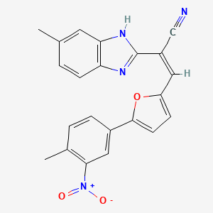 molecular formula C22H16N4O3 B5307269 2-(5-methyl-1H-benzimidazol-2-yl)-3-[5-(4-methyl-3-nitrophenyl)-2-furyl]acrylonitrile 