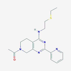 molecular formula C18H23N5OS B5307277 7-acetyl-N-[2-(ethylthio)ethyl]-2-pyridin-2-yl-5,6,7,8-tetrahydropyrido[3,4-d]pyrimidin-4-amine 