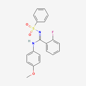 molecular formula C20H17FN2O3S B5307287 2-fluoro-N-(4-methoxyphenyl)-N'-(phenylsulfonyl)benzenecarboximidamide 