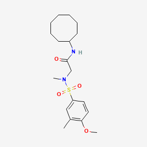 molecular formula C19H30N2O4S B5307325 N~1~-cyclooctyl-N~2~-[(4-methoxy-3-methylphenyl)sulfonyl]-N~2~-methylglycinamide 