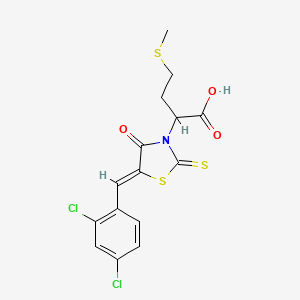 molecular formula C15H13Cl2NO3S3 B5307461 2-[5-(2,4-dichlorobenzylidene)-4-oxo-2-thioxo-1,3-thiazolidin-3-yl]-4-(methylthio)butanoic acid 