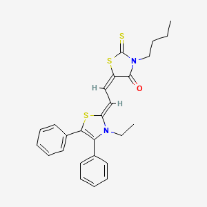 3-butyl-5-[2-(3-ethyl-4,5-diphenyl-1,3-thiazol-2(3H)-ylidene)ethylidene]-2-thioxo-1,3-thiazolidin-4-one