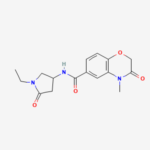 molecular formula C16H19N3O4 B5307519 N-(1-ethyl-5-oxopyrrolidin-3-yl)-4-methyl-3-oxo-3,4-dihydro-2H-1,4-benzoxazine-6-carboxamide 