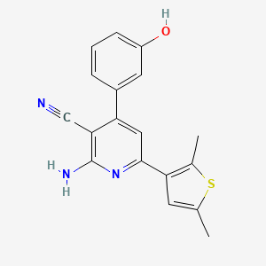 molecular formula C18H15N3OS B5307536 2-amino-6-(2,5-dimethyl-3-thienyl)-4-(3-hydroxyphenyl)nicotinonitrile 