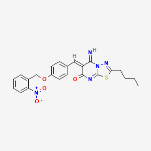 molecular formula C23H21N5O4S B5307560 2-butyl-5-imino-6-{4-[(2-nitrobenzyl)oxy]benzylidene}-5,6-dihydro-7H-[1,3,4]thiadiazolo[3,2-a]pyrimidin-7-one 