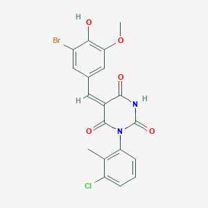 molecular formula C19H14BrClN2O5 B5307596 5-(3-bromo-4-hydroxy-5-methoxybenzylidene)-1-(3-chloro-2-methylphenyl)-2,4,6(1H,3H,5H)-pyrimidinetrione 