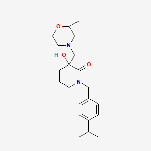 molecular formula C22H34N2O3 B5307618 3-[(2,2-dimethylmorpholin-4-yl)methyl]-3-hydroxy-1-(4-isopropylbenzyl)piperidin-2-one 