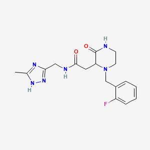 2-[1-(2-fluorobenzyl)-3-oxo-2-piperazinyl]-N-[(5-methyl-1H-1,2,4-triazol-3-yl)methyl]acetamide