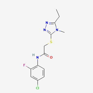 molecular formula C13H14ClFN4OS B5307644 N-(4-chloro-2-fluorophenyl)-2-[(5-ethyl-4-methyl-4H-1,2,4-triazol-3-yl)thio]acetamide 