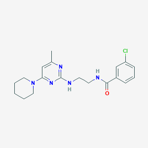 molecular formula C19H24ClN5O B5307671 3-chloro-N-(2-{[4-methyl-6-(1-piperidinyl)-2-pyrimidinyl]amino}ethyl)benzamide 