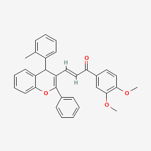 1-(3,4-dimethoxyphenyl)-3-[4-(2-methylphenyl)-2-phenyl-4H-chromen-3-yl]-2-propen-1-one