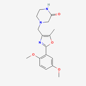 4-{[2-(2,5-dimethoxyphenyl)-5-methyl-1,3-oxazol-4-yl]methyl}piperazin-2-one