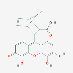 molecular formula C22H18O7 B530772 7-甲基-3-(4,5,6-三羟基-3-氧代-3H-黄嘌呤-9-基)双环[2.2.1]庚-5-烯-2-甲酸 