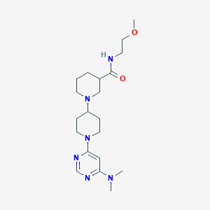 molecular formula C20H34N6O2 B5307720 1'-[6-(dimethylamino)pyrimidin-4-yl]-N-(2-methoxyethyl)-1,4'-bipiperidine-3-carboxamide 