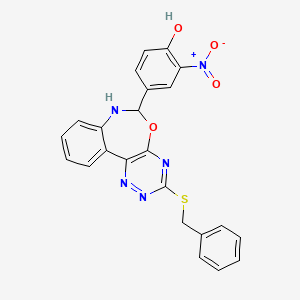 molecular formula C23H17N5O4S B5307751 4-[3-(benzylthio)-6,7-dihydro[1,2,4]triazino[5,6-d][3,1]benzoxazepin-6-yl]-2-nitrophenol 