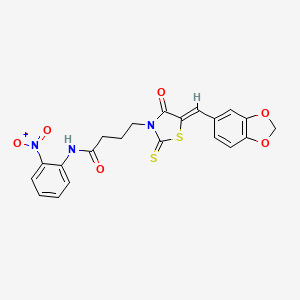 molecular formula C21H17N3O6S2 B5307861 4-[5-(1,3-benzodioxol-5-ylmethylene)-4-oxo-2-thioxo-1,3-thiazolidin-3-yl]-N-(2-nitrophenyl)butanamide 