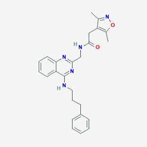 molecular formula C25H27N5O2 B530788 2-(3,5-dimethyl-1,2-oxazol-4-yl)-N-[[4-(3-phenylpropylamino)quinazolin-2-yl]methyl]acetamide 