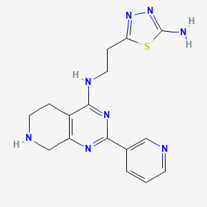 molecular formula C16H18N8S B5307883 N-[2-(5-amino-1,3,4-thiadiazol-2-yl)ethyl]-2-pyridin-3-yl-5,6,7,8-tetrahydropyrido[3,4-d]pyrimidin-4-amine 