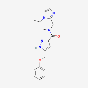 molecular formula C18H21N5O2 B5307886 N-[(1-ethyl-1H-imidazol-2-yl)methyl]-N-methyl-5-(phenoxymethyl)-1H-pyrazole-3-carboxamide 