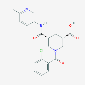 molecular formula C20H20ClN3O4 B5308018 (3S*,5R*)-1-(2-chlorobenzoyl)-5-{[(6-methyl-3-pyridinyl)amino]carbonyl}-3-piperidinecarboxylic acid 