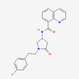 molecular formula C22H20FN3O2 B5308027 N-{1-[2-(4-fluorophenyl)ethyl]-5-oxopyrrolidin-3-yl}quinoline-8-carboxamide 