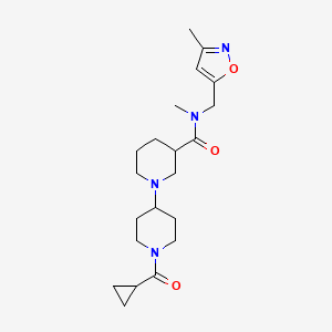 molecular formula C21H32N4O3 B5308053 1'-(cyclopropylcarbonyl)-N-methyl-N-[(3-methylisoxazol-5-yl)methyl]-1,4'-bipiperidine-3-carboxamide 